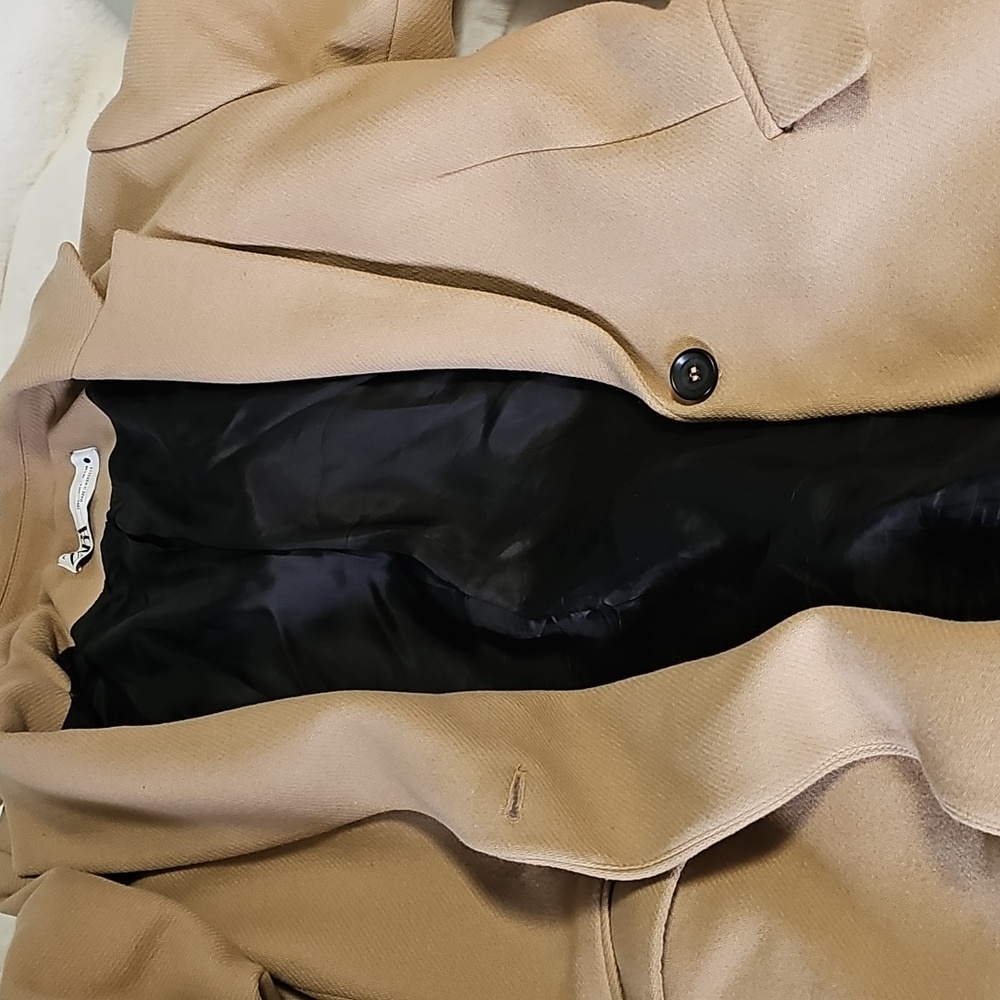 ZARA WOOL COAT MANTECO LIGHT TAN - Picture 11 of 12